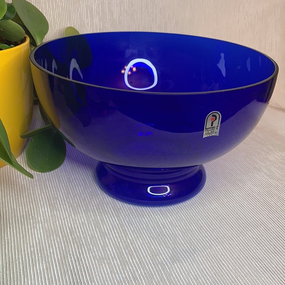 Beautiful VTG cobalt blue Pilgrim Glass bowl with original foil label, USA - Picture 2 of 6